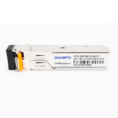 de Zendontvangermodule TX1570nm/RX1490nm 80km LC SMF DOM van 1000BASE-BX 1.25G BiDi SFP