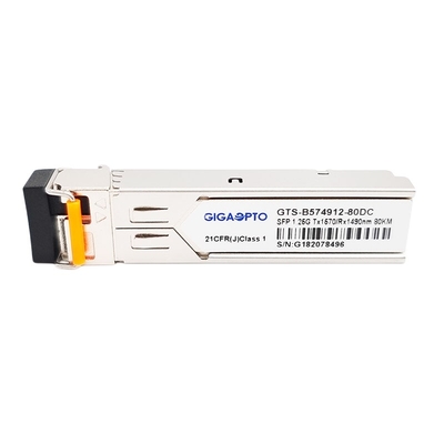 De Zendontvangertx1570nm RX1490nm 80km LC SMF DOM van 1000BASE BX 1.25G BiDi SFP